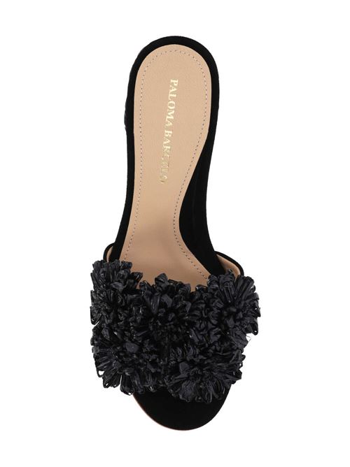 black suede almond open toe floral Paloma Barcelò | 24-2210FIOREBLACK